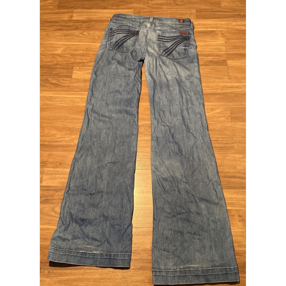 7 For All Mankind Dojo Blue Flared Jeans Womens Size 28 U115E202S-202S - Picture 5 of 9